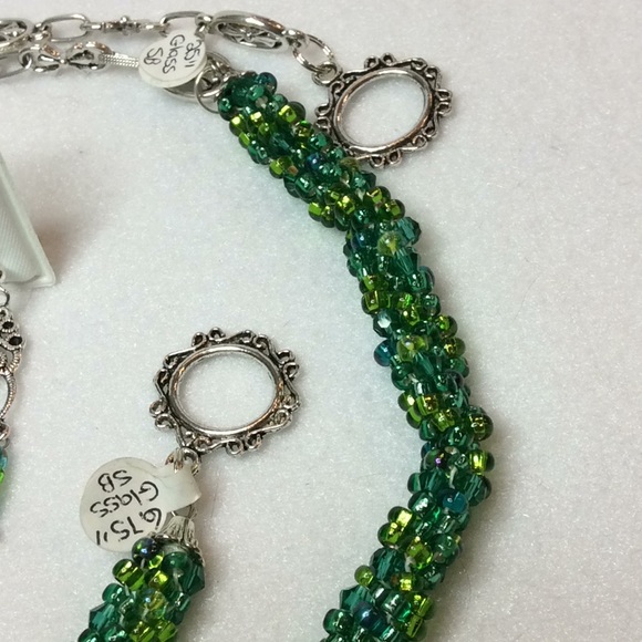 FINAL SALE PRICE Lia Rosa Sea Green Woven Jewelry Set - Picture 3 of 5